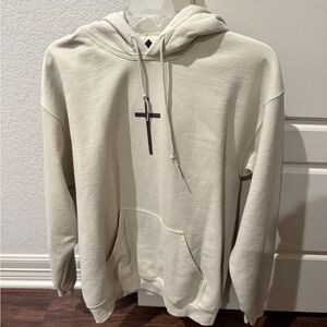 Gildan Cream Hoodie with Cross Accent
